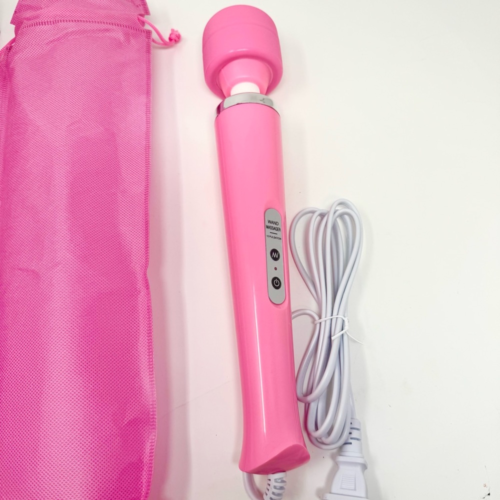Pink Handheld Massager with Storage Bag